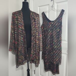 Patra Asymmetrical Black and Purple Embellished Sundress